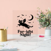 Halloween zwarte kat met vleermuisvleugels Graphic Acryl Bord (Huwelijk)