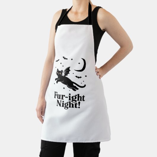 Halloween zwarte kat met vleermuisvleugels Graphic Schort (Insitu)