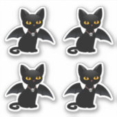 Halloween Zwarte Kat met Vleugels, Set van 4 Stick Sticker (Voorkant)