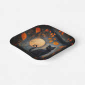 Halloween Zwarte Kat  Moody Volle Maan Papieren Bordje (Gebogen)