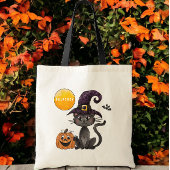 Halloween zwarte kat naam Trick or treat Tote Bag