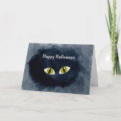 Halloween Zwarte Kat Ogen Waterverf Kaart (Voorkant)