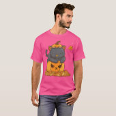 Halloween zwarte kat op pompoen Schattigee Herfst T-shirt (Voorkant volledig)