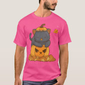 Halloween zwarte kat op pompoen Schattigee Herfst  T-shirt (Voorkant)
