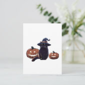 Halloween zwarte kat Oversized T-Shirt Briefkaart (Staand voorkant)