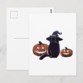 Halloween zwarte kat Oversized T-Shirt Briefkaart (Voorkant / Achterkant)