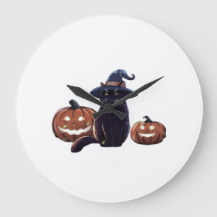 Halloween zwarte kat Oversized T-Shirt Grote Klok