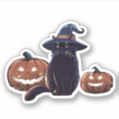 Halloween zwarte kat Oversized T-Shirt Sticker (Voorkant)