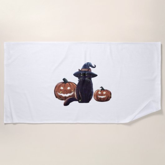 Halloween zwarte kat Oversized T-Shirt Strandlaken (Voorkant)
