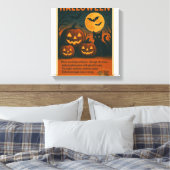 Halloween Zwarte Kat & Pomp Uitgerekt Canvas Print (Insitu (Slaapkamer))
