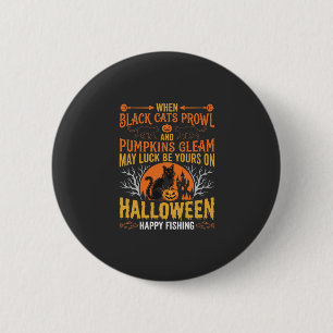 Halloween Zwarte Kat Pompoen Gelukkig Vissen Ontwe Ronde Button 5,7 Cm