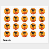 Halloween Zwarte Kat Pompoen Jack O' Lantern Ronde Sticker (Vel)