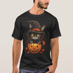 Halloween Zwarte Kat Pompoen Kostuum Eng Kitten O T-shirt