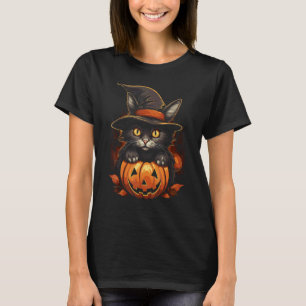 Halloween Zwarte Kat Pompoen Kostuum Eng Kitten O T-shirt