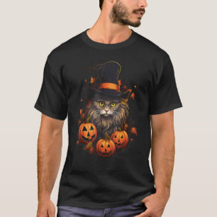 Halloween Zwarte Kat Pompoen Kostuum Schattig Grap T-shirt