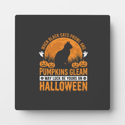 Halloween Zwarte Kat Pompoen Maan Ontwerp_1 Fotoplaat (Voorkant)