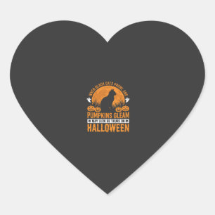 Halloween Zwarte Kat Pompoen Maan Ontwerp_1 Hart Sticker