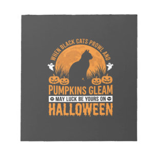 Halloween Zwarte Kat Pompoen Maan Ontwerp_1 Notitieblok