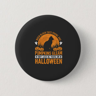 Halloween Zwarte Kat Pompoen Maan Ontwerp_1 Ronde Button 5,7 Cm