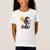 Halloween Zwarte Kat Pompoen Naam T-shirt (Voorkant)