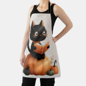 Halloween Zwarte Kat Pompoen Ontwerp Schort (Insitu)