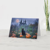 Halloween zwarte kat pompoen patch kaart (Voorkant)