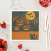 Halloween zwarte kat & pompoen servetten (Insitu)