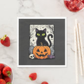 Halloween Zwarte Kat Pompoen Vectorontwerp Servet (Insitu)