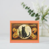  Halloween Zwarte Kat Pompoen Victoriaans gedicht Briefkaart (Staand voorkant)