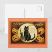  Halloween Zwarte Kat Pompoen Victoriaans gedicht Briefkaart (Voorkant / Achterkant)