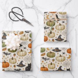 Halloween Zwarte Kat Pompoenen Inpakpapier Vel