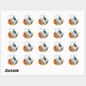 Halloween zwarte kat pompoenen ogen ronde sticker (Vel)