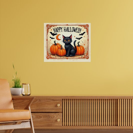 Halloween Zwarte Kat Poster (Woonkamer 2)