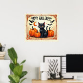 Halloween Zwarte Kat Poster (Thuiskantoor)
