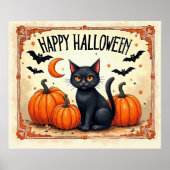 Halloween Zwarte Kat Poster (Voorkant)