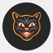 Halloween  zwarte kat ronde sticker (Voorkant)