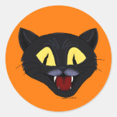 Halloween Zwarte Kat  Ronde Sticker (Voorkant)