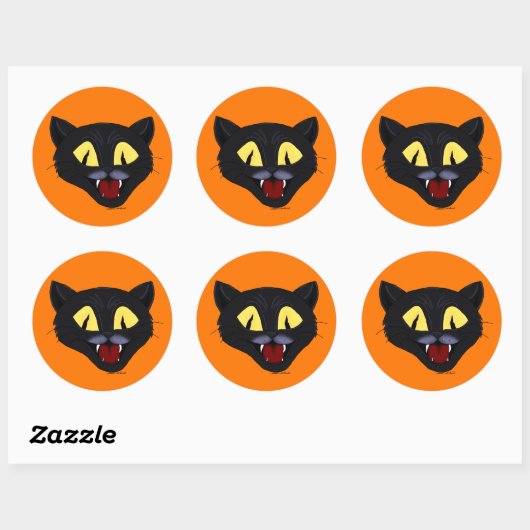 Halloween Zwarte Kat  Ronde Sticker (Vel)