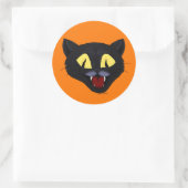 Halloween Zwarte Kat  Ronde Sticker (Tas)