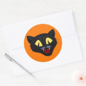 Halloween Zwarte Kat  Ronde Sticker (Envelop)