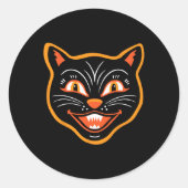 Halloween  zwarte kat ronde sticker (Voorkant)