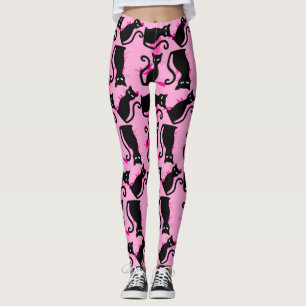 halloween zwarte kat roze leggings