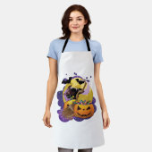 Halloween zwarte kat schort (Gedragen)