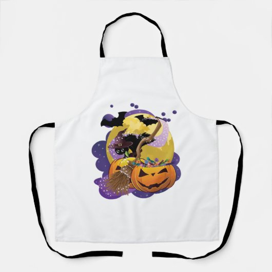 Halloween zwarte kat schort (Voorkant)