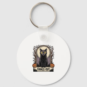 Halloween Zwarte Kat Shirt Vintage Hoektanden Desi Sleutelhanger