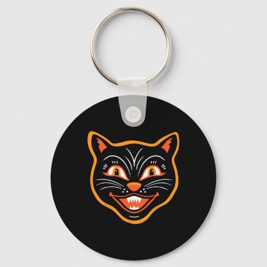Halloween  zwarte kat sleutelhanger (Voorkant)