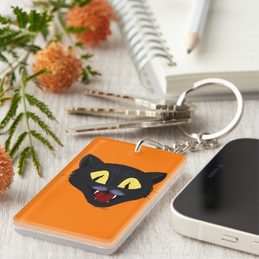 Halloween Zwarte Kat Sleutelhanger (Voorkant Rechts)