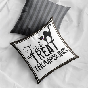 Halloween Zwarte Kat Snoep of Straf Spoken Kussen