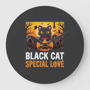 Halloween Zwarte Kat Speciale Liefde Pompoen Ontwe Grote Klok