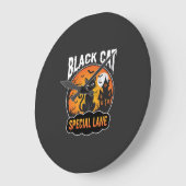 Halloween Zwarte Kat Spookhuis Maan Ontwerp Grote Klok (Hoek)